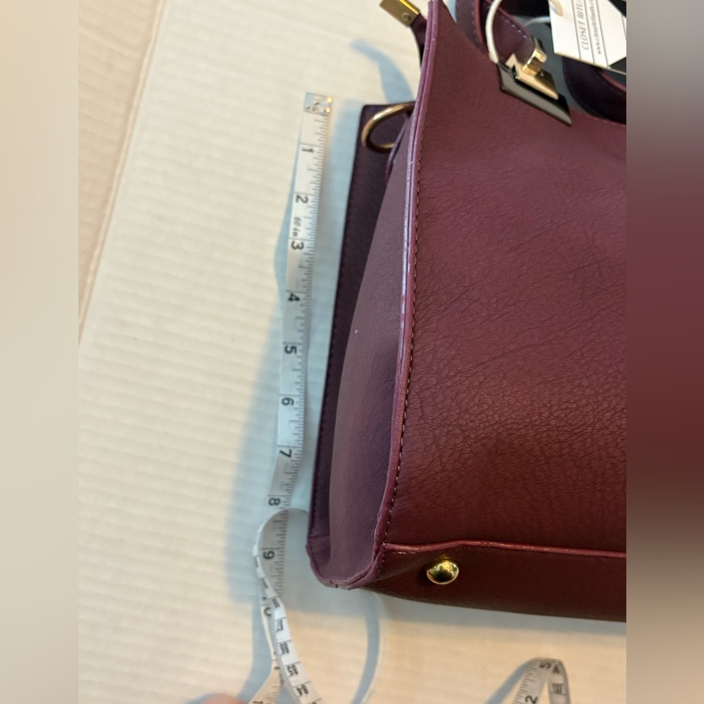 Closet Rituals Burgundy Faux Leather Vegan Satchel Tote Crossbody Bag NWT Strap - Picture 4 of 8